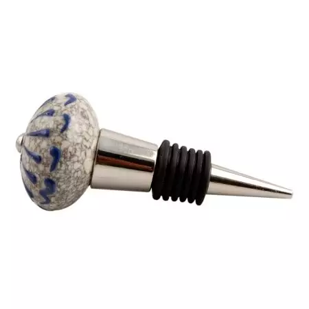 Blue Wheel Crackle Ceramic Wine Stopper